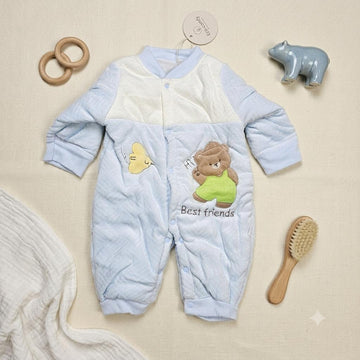 Newborn Baby Unisex Flannel Jumpsuit Rompers | Cartoon Long Sleeve sky