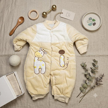 Newborn Baby Unisex Flannel Jumpsuit Rompers | Cartoon Long Sleeve yellow