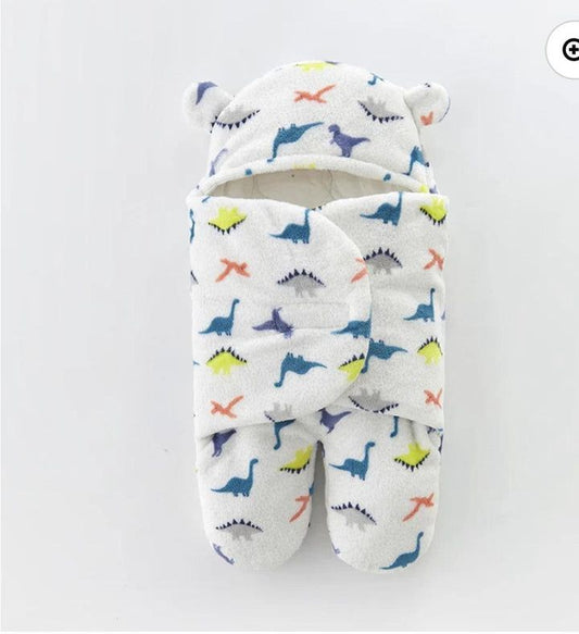 Winter Plush Fleece Baby Swaddling Blanket with Legs 27×16 Inches - Dinosaurs | Newborn Sleeping Bag