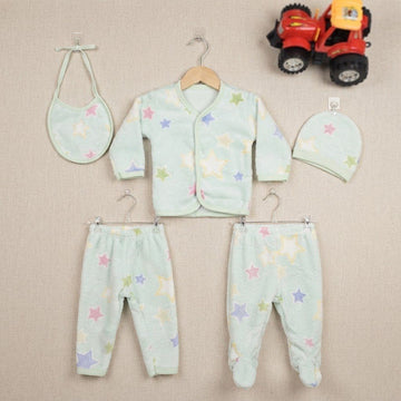 Newborn Baby Unisex Flannel 5pcs Set |Sea Green