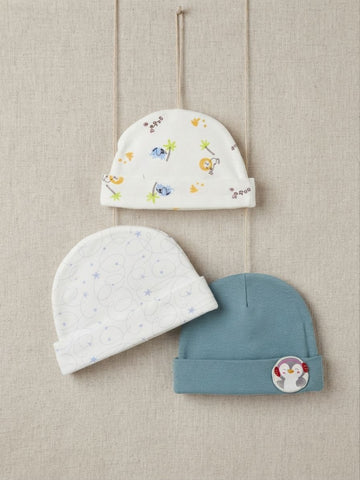 Pack of 3 Cute Printed Cap sets
