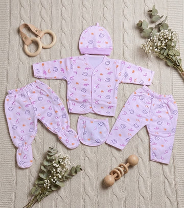Newborn Baby Unisex Flannel 5pcs Set |PINK